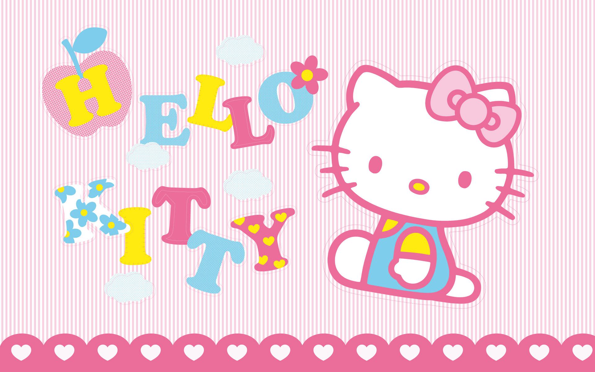 lined background of hello kitty