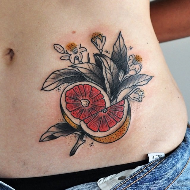flower hip tattoo design