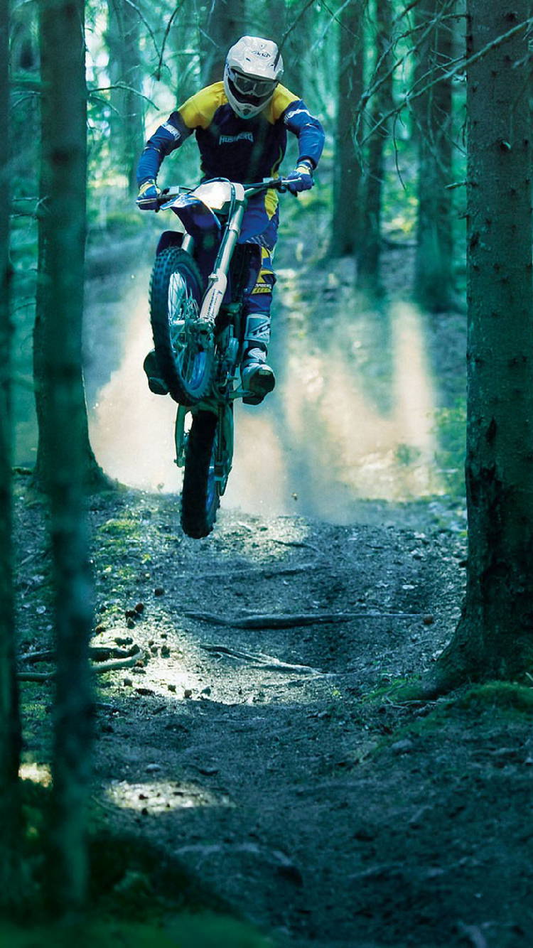 motocross jump forest iphone 6 wallpaper