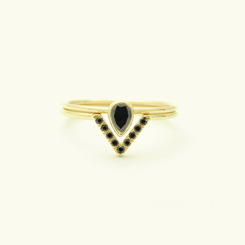 black pear diamond engagement ring