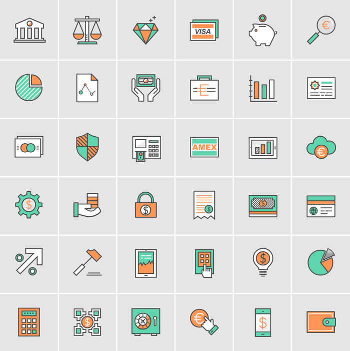 bank and money icons