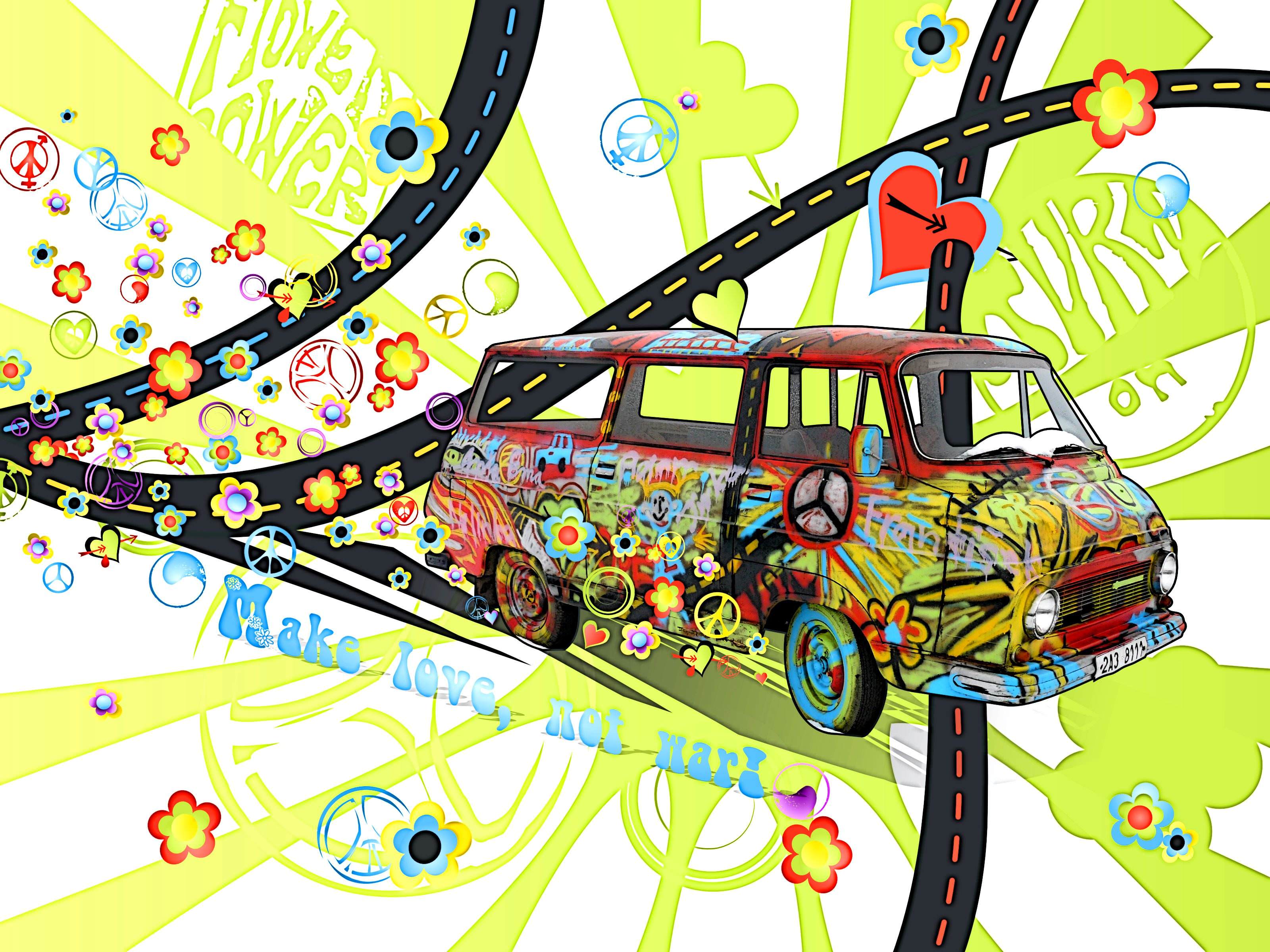 hippie with van desktop image