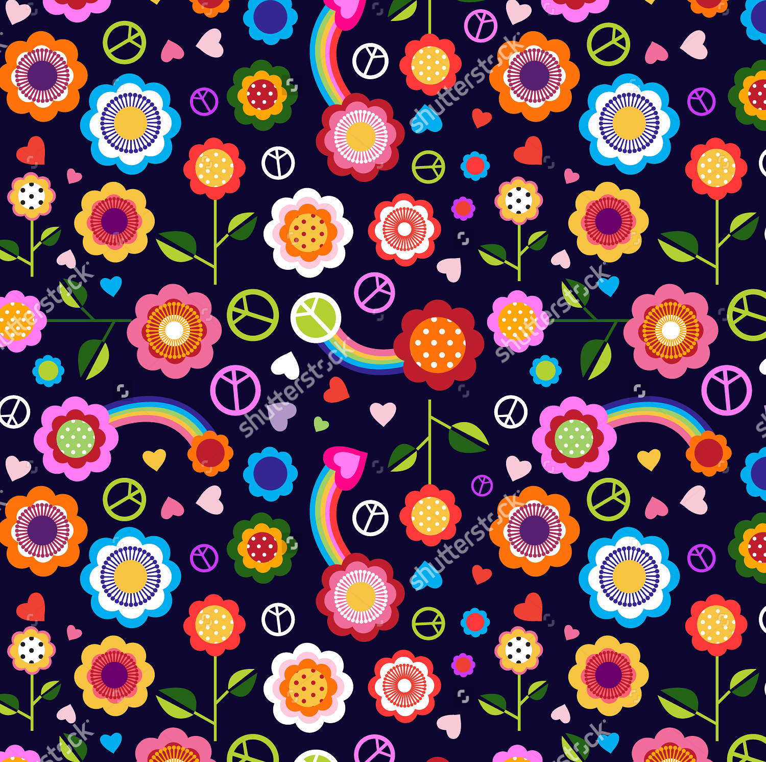 hippie peace floral background