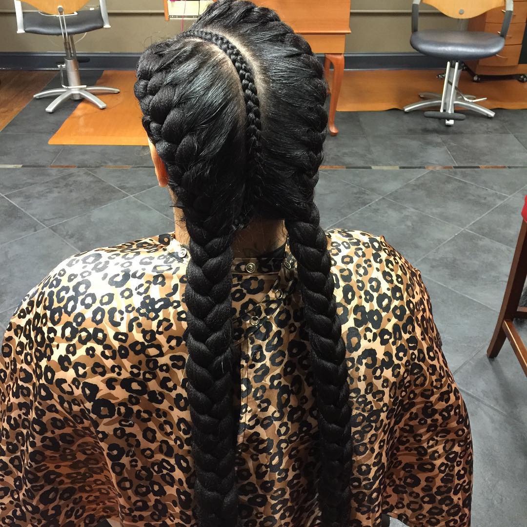 long three braid hair