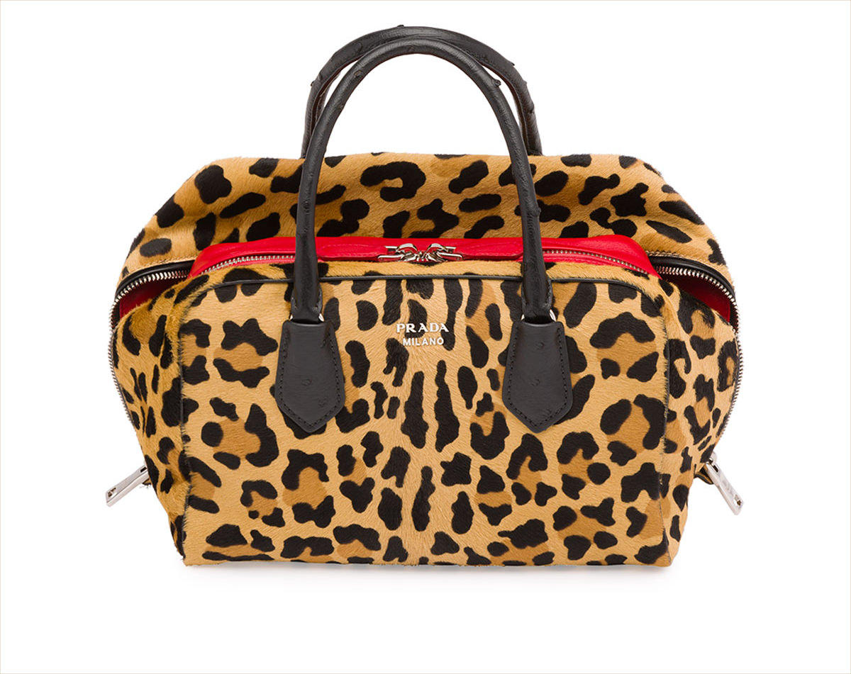 prada leopard print fur handbag