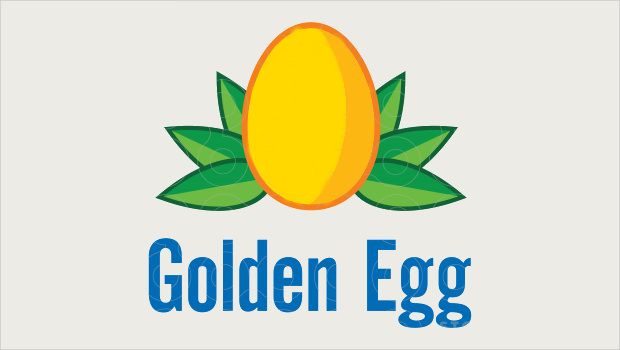 golden egg with leaves logo design