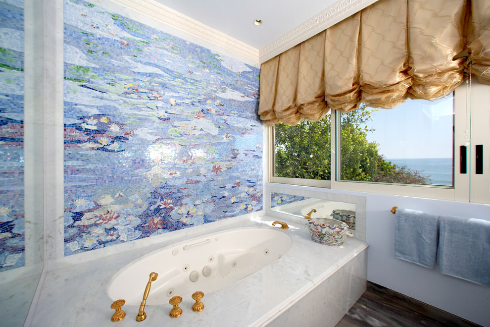 artistic mosaic bathroom wall designs