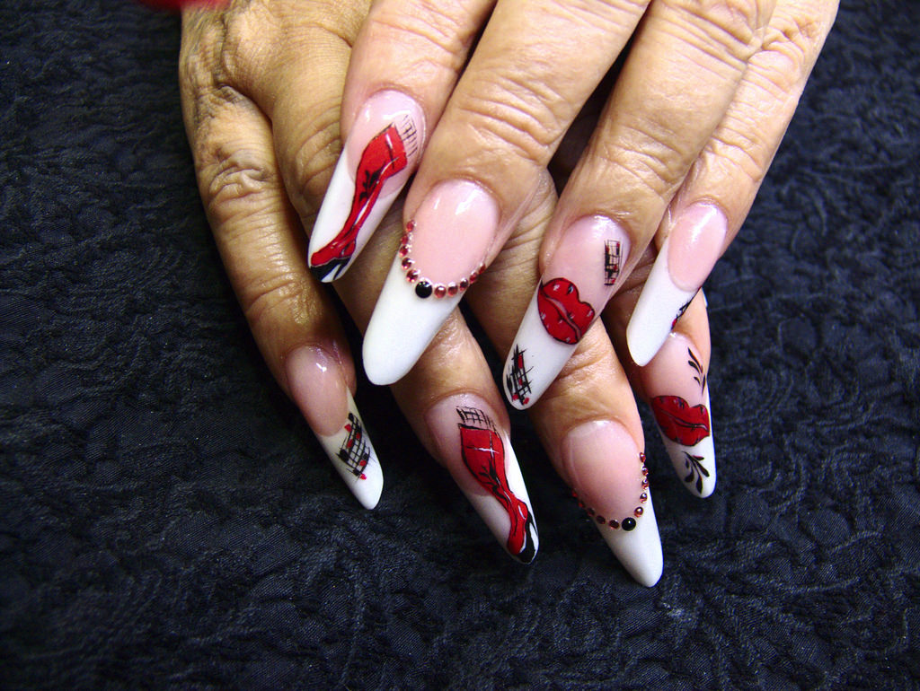 erotic white tip nail art