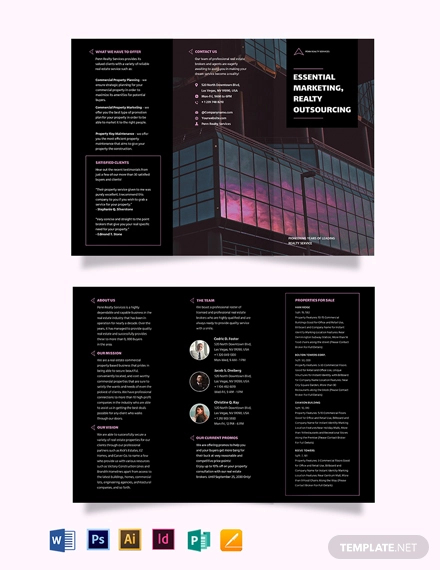 commercial real estate marketing tri fold brochure template
