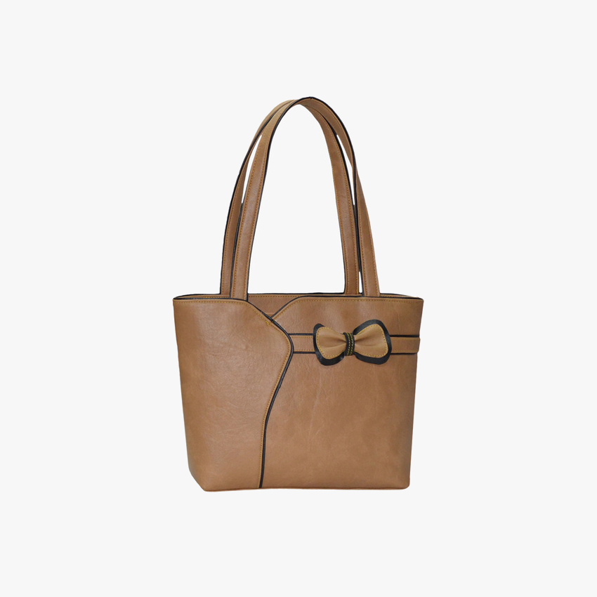 utsukushii brown polyurethane handbag