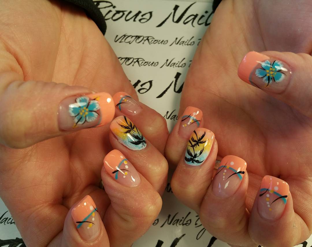 flower and trees summer nail art