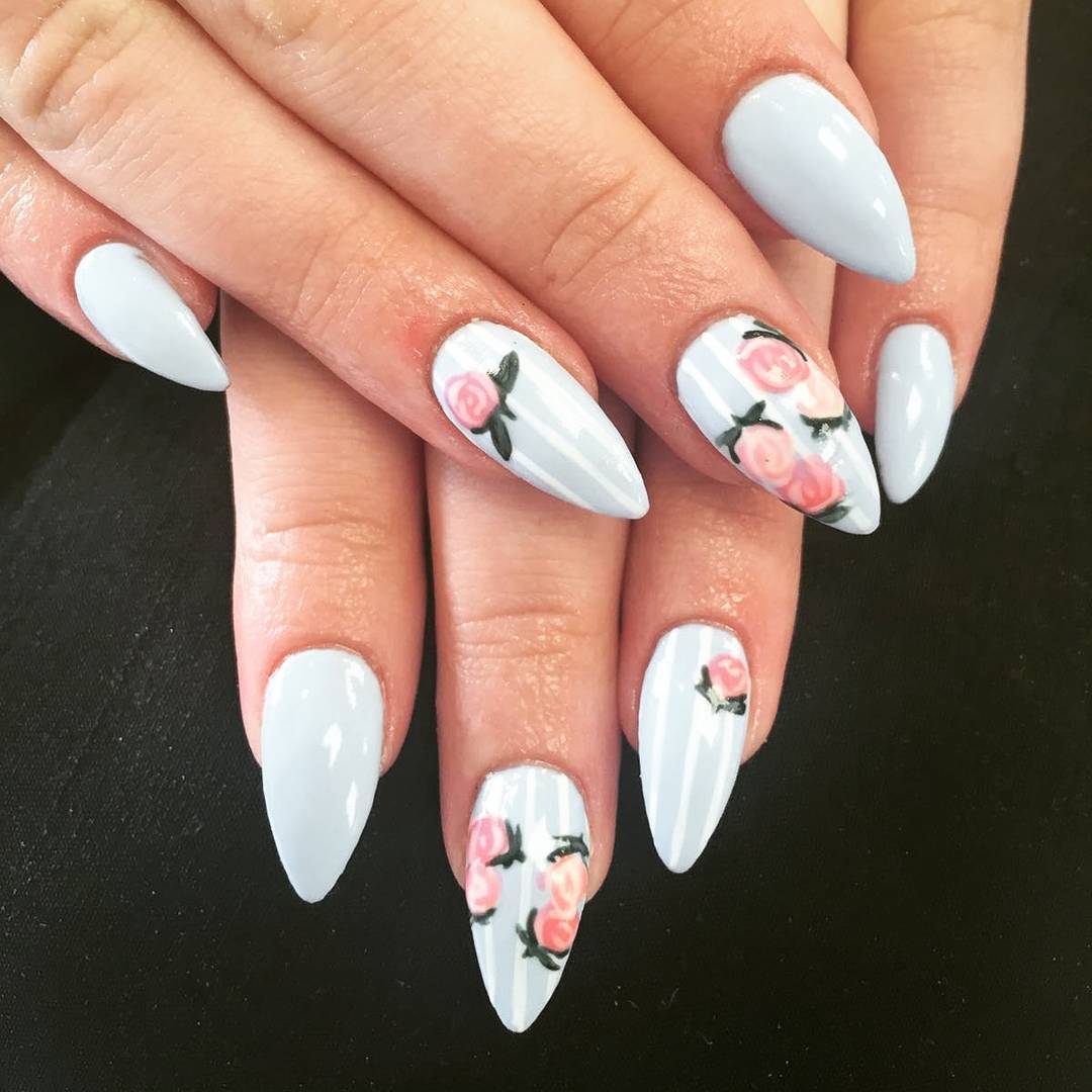 all white summer acrylic nails