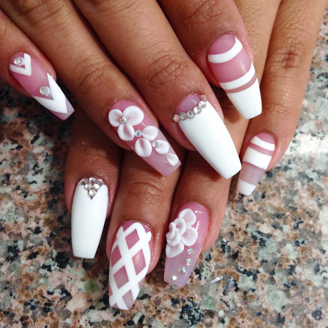 classic nail art for square long nails