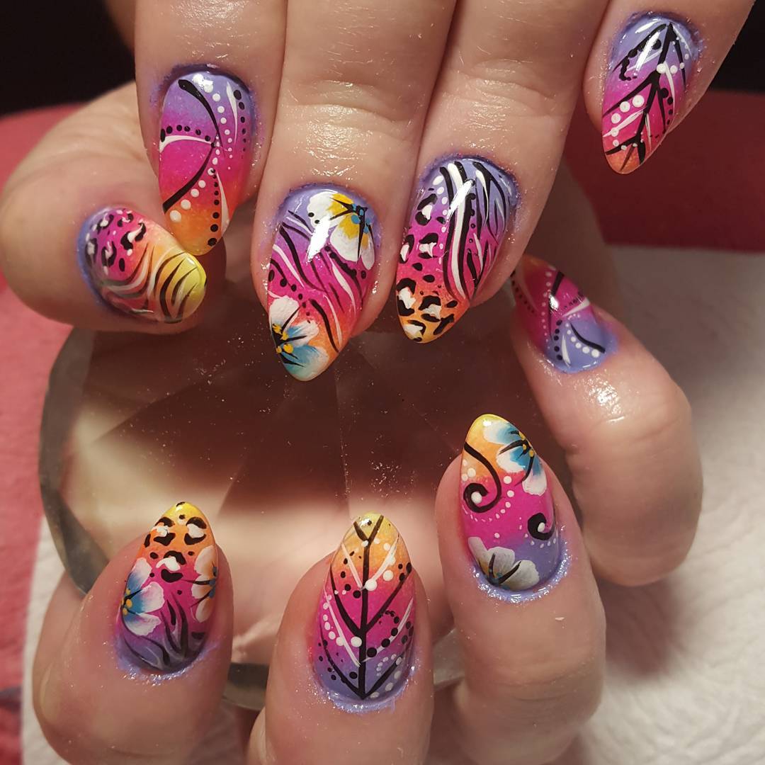 colorful design nail art pattern