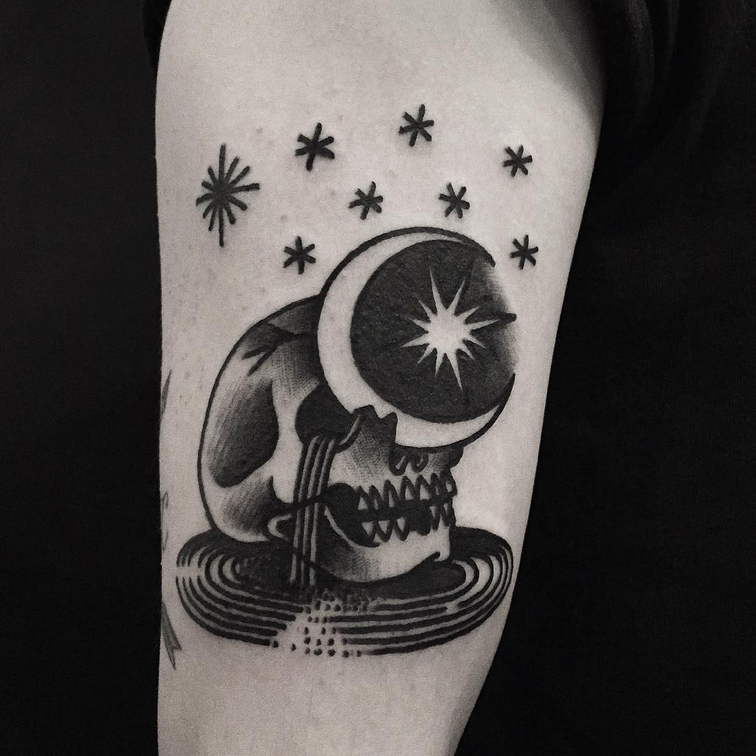 moon and stars tattoo design