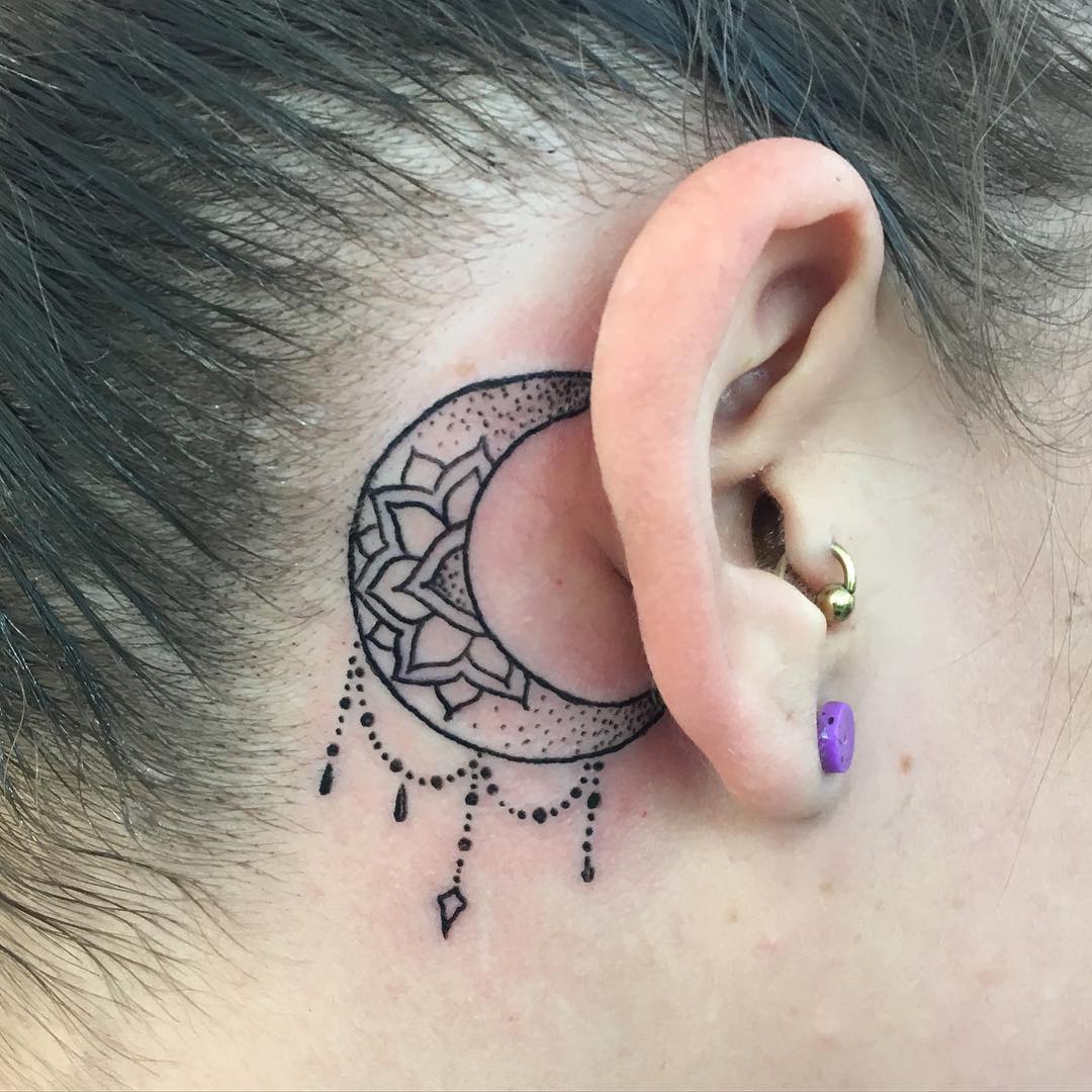 pretty little moon tattoo for girls
