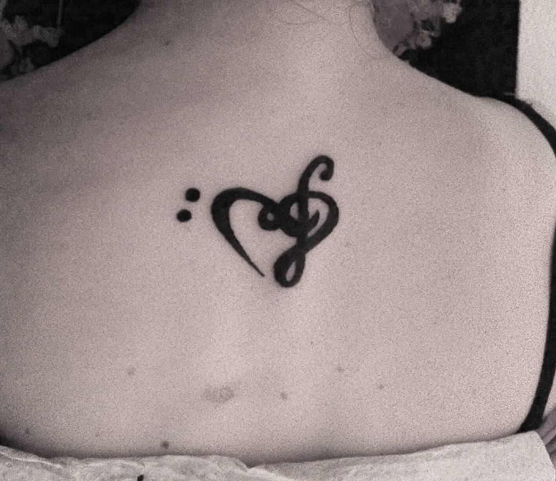 back black heart music tattoo