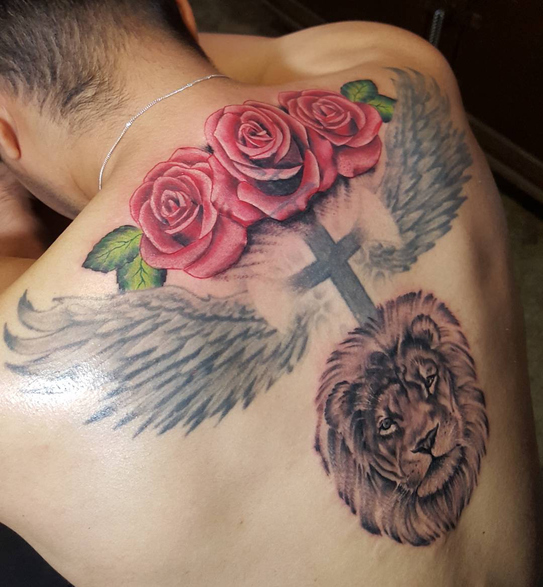 back lion tattoo for men