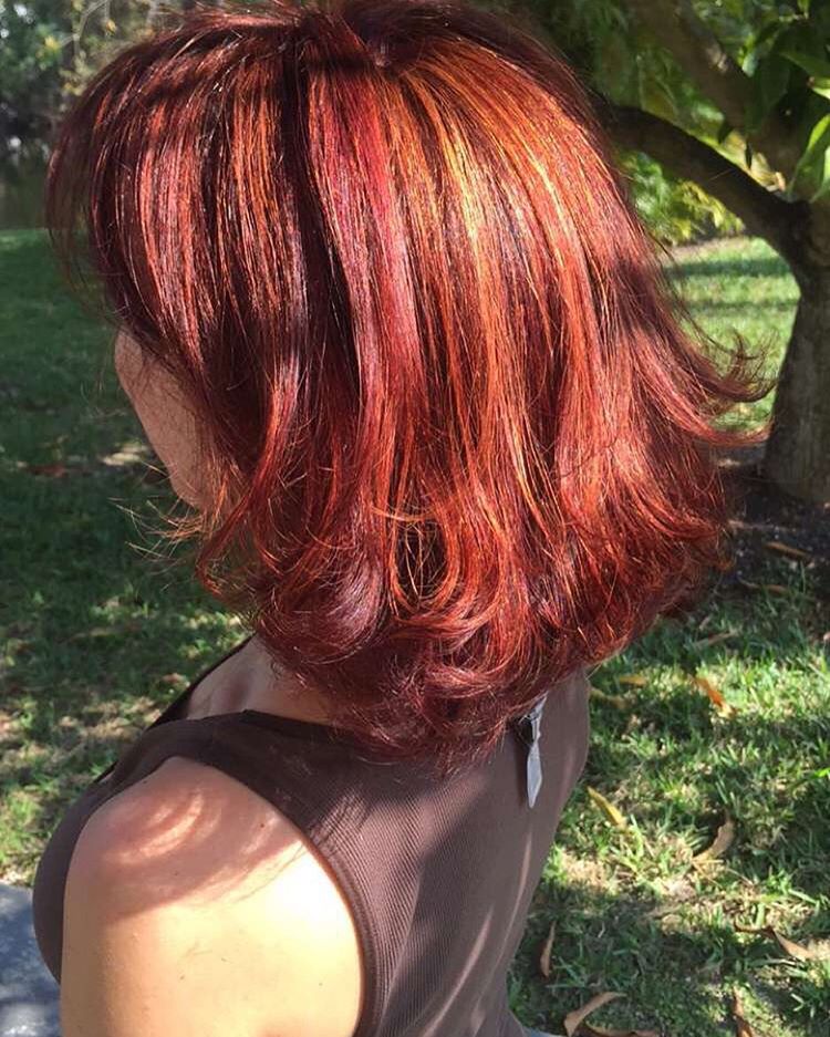 red shade sunset layered hair