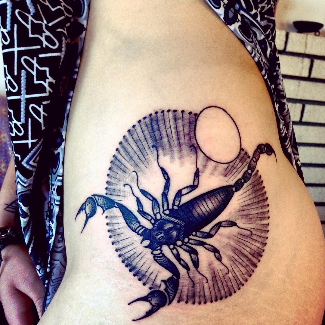 scorpion hip tattoo for women
