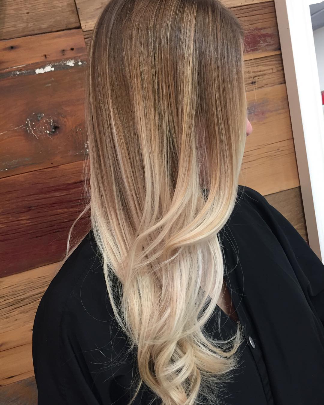 blonde ombre hair with gray shade bangs