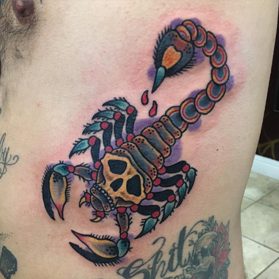fun traditional scorpion tattoo art