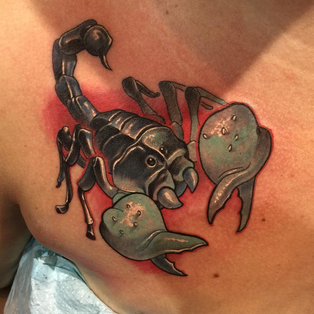 crazy little scorpion tattoo on back