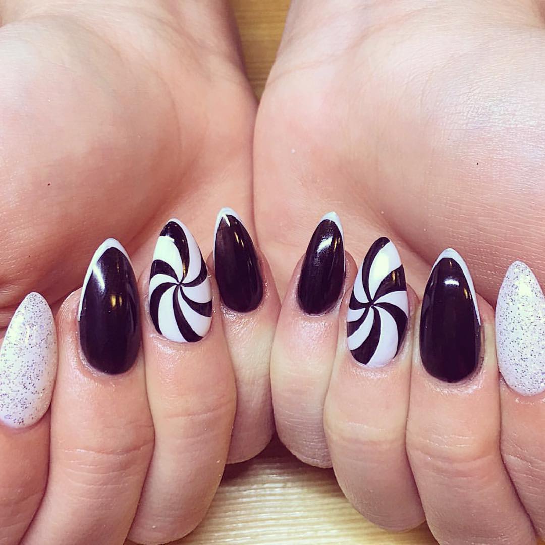 attractive black and white nail art