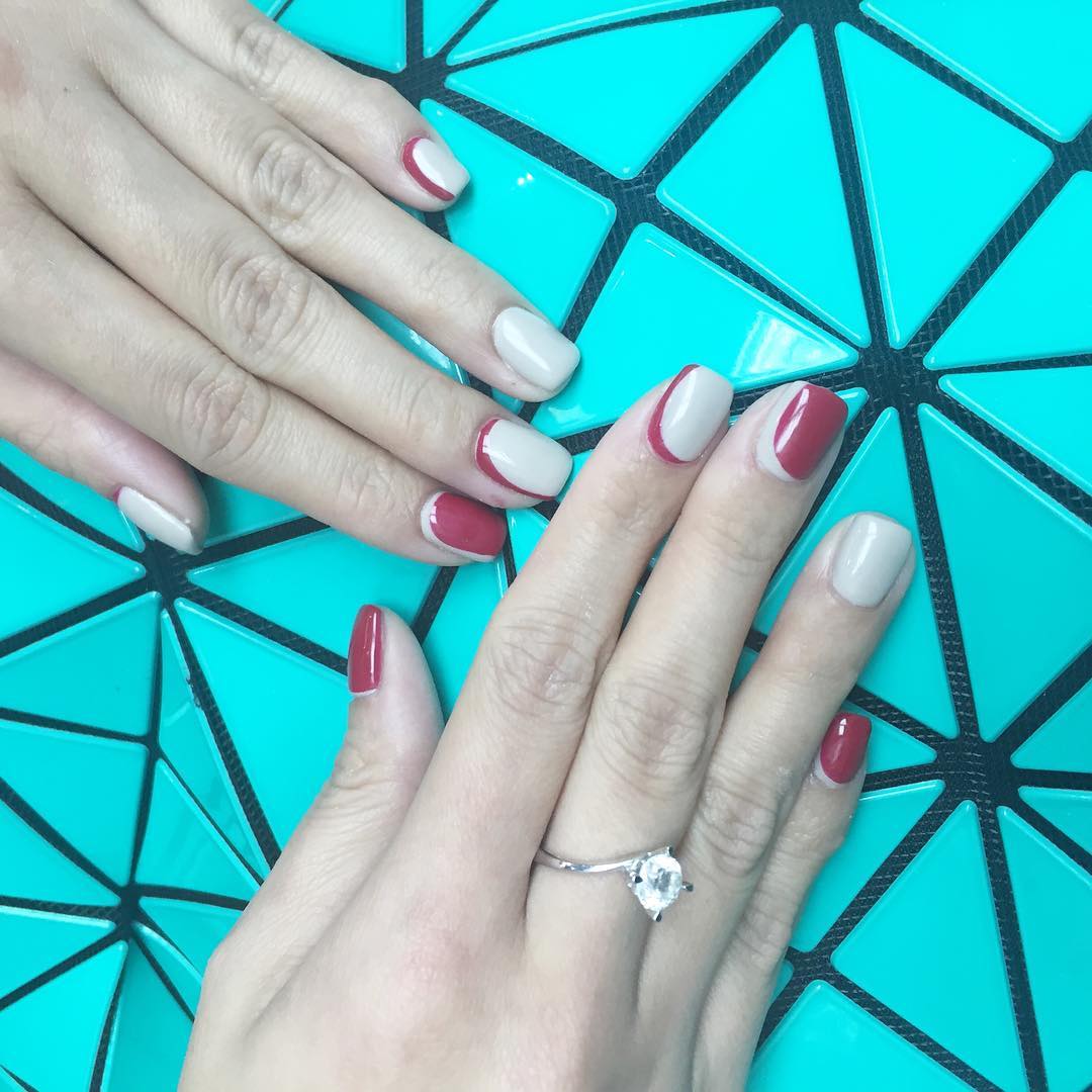 red and white summer short nails