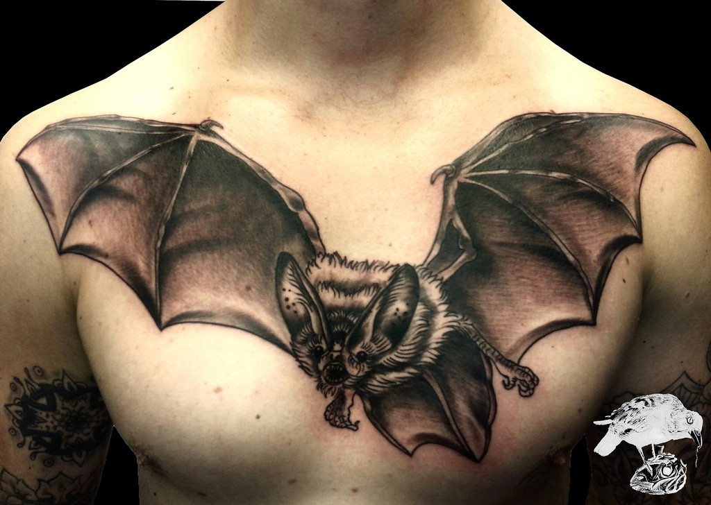 bat old school tattoo design on full chest