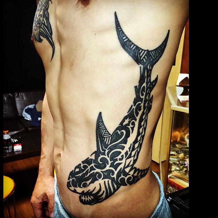 elegant shark tattoo design for men