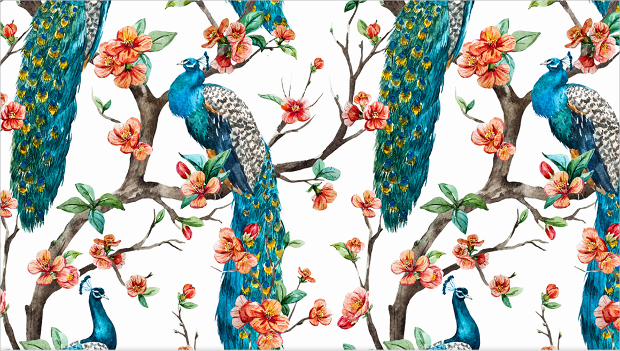 watercolor peacock background pattern
