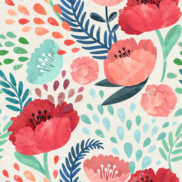 hand illustrated floral watercolor pattern