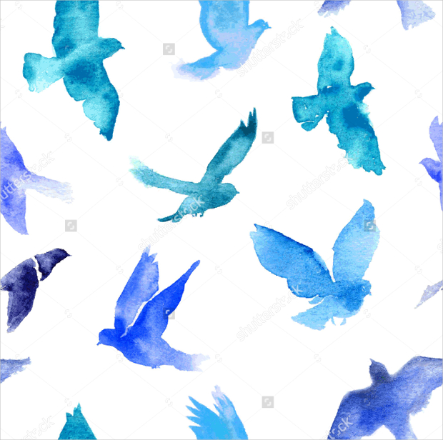 watercolor birds seamless pattern
