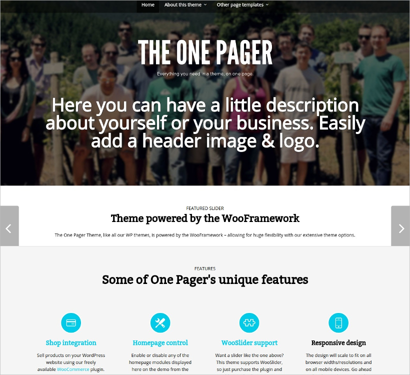 one pager theme