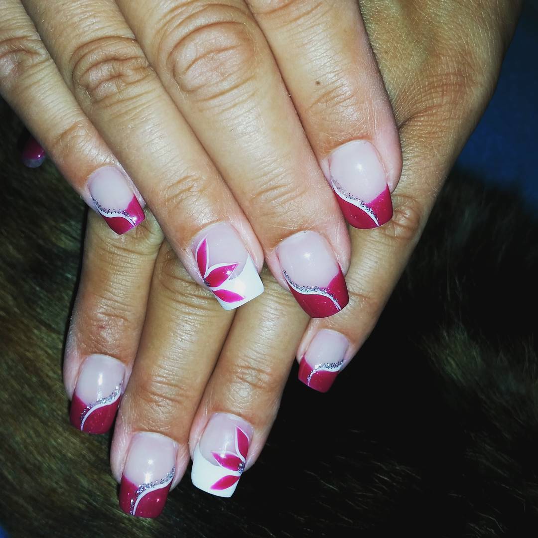summer pink white nail designs