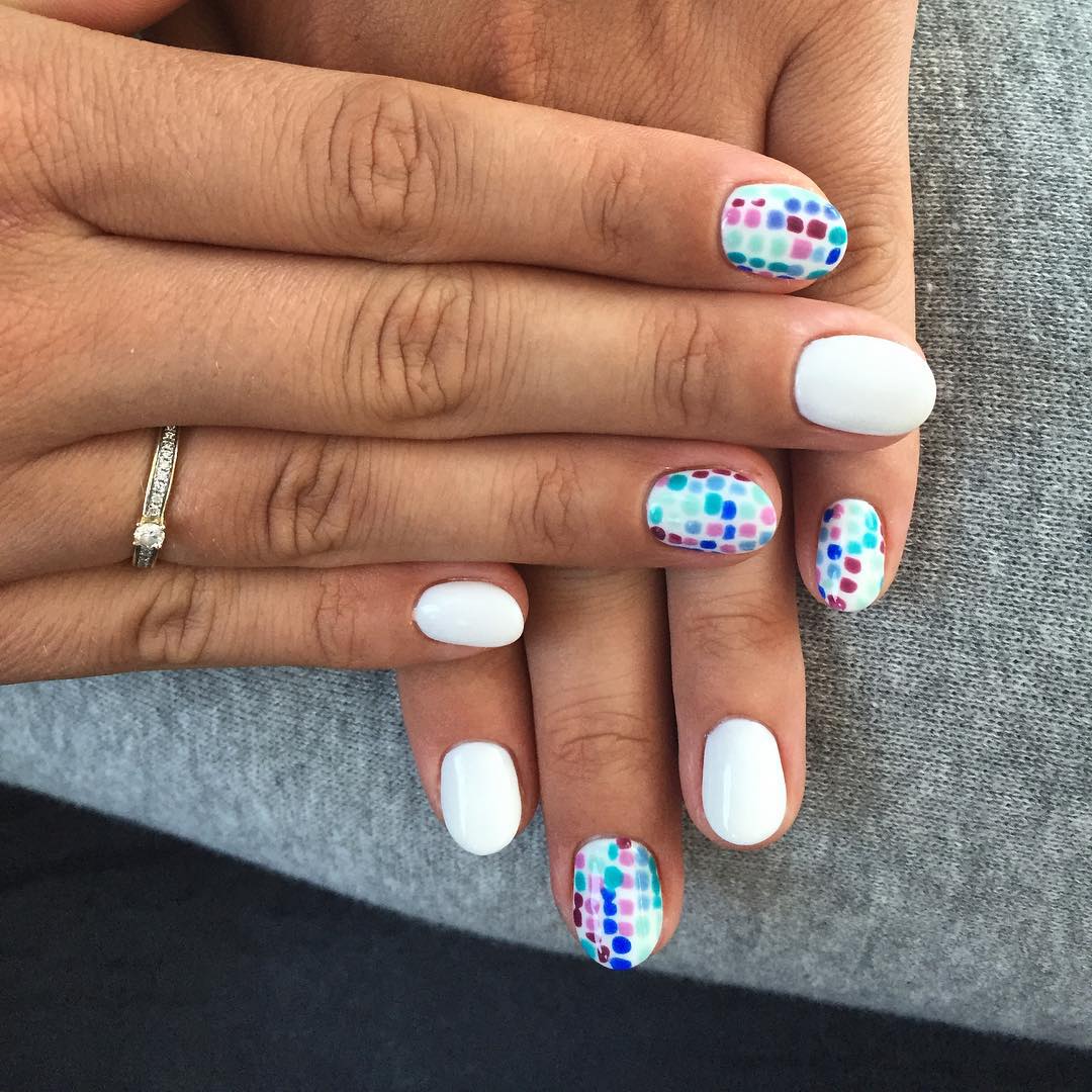 attractive dotes white nails