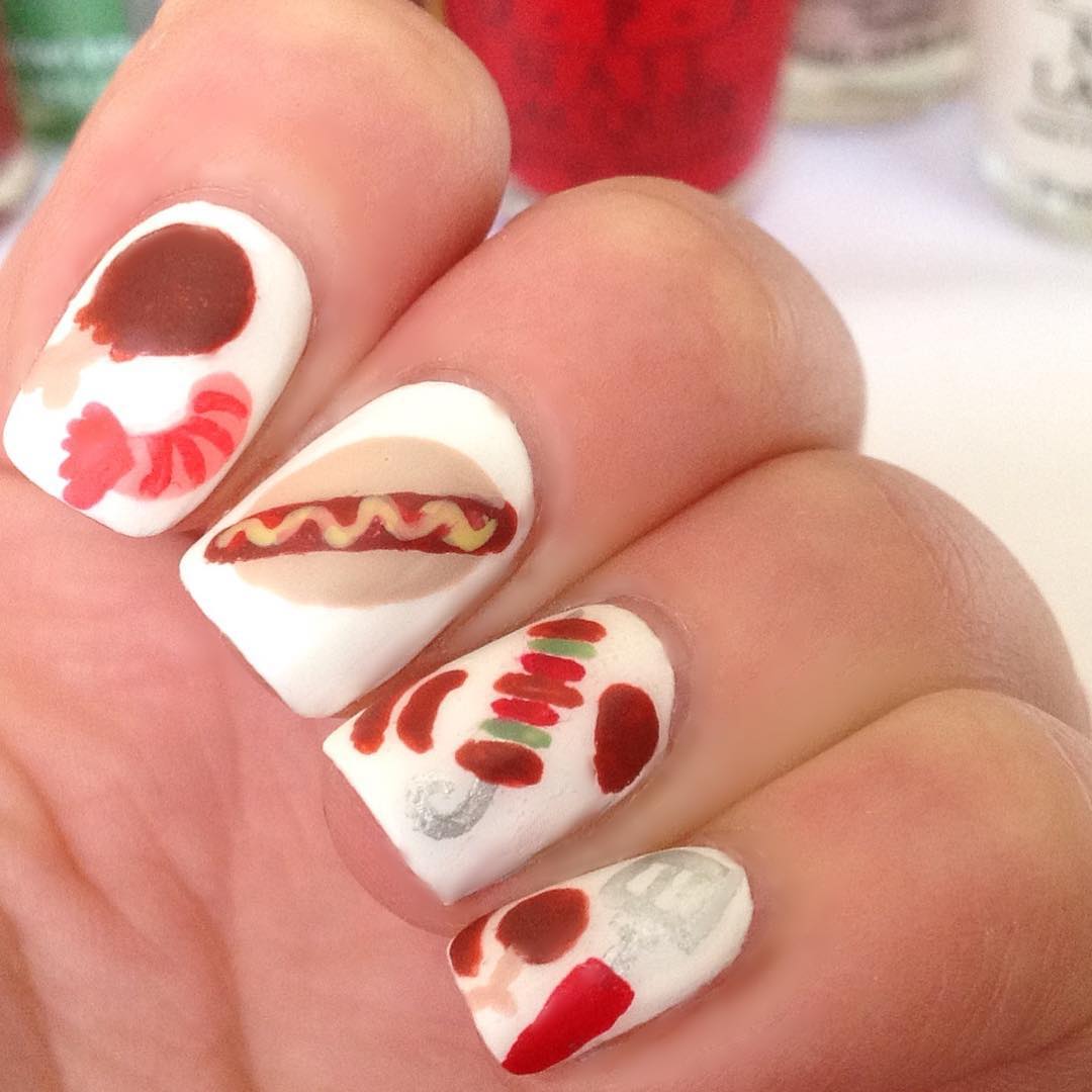 gorgeous red and white nails