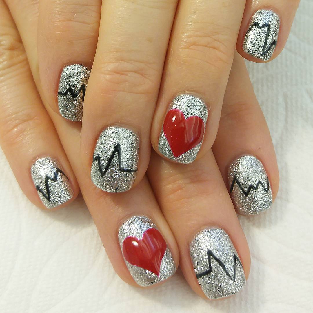 26+ Red and Silver Glitter Nail Art Designs , Ideas | Design Trends