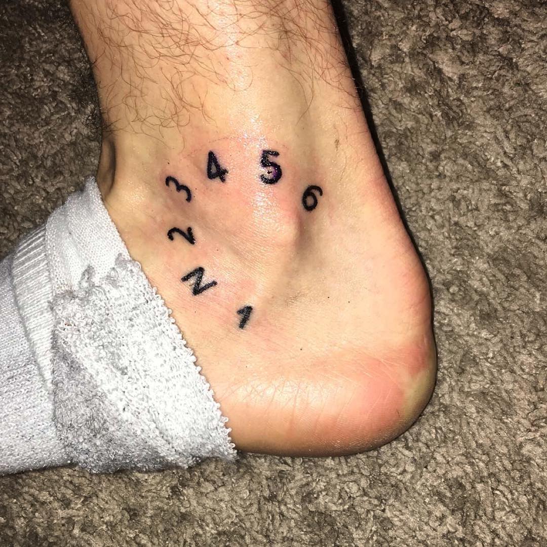 fabulous ankle numbers tattoo