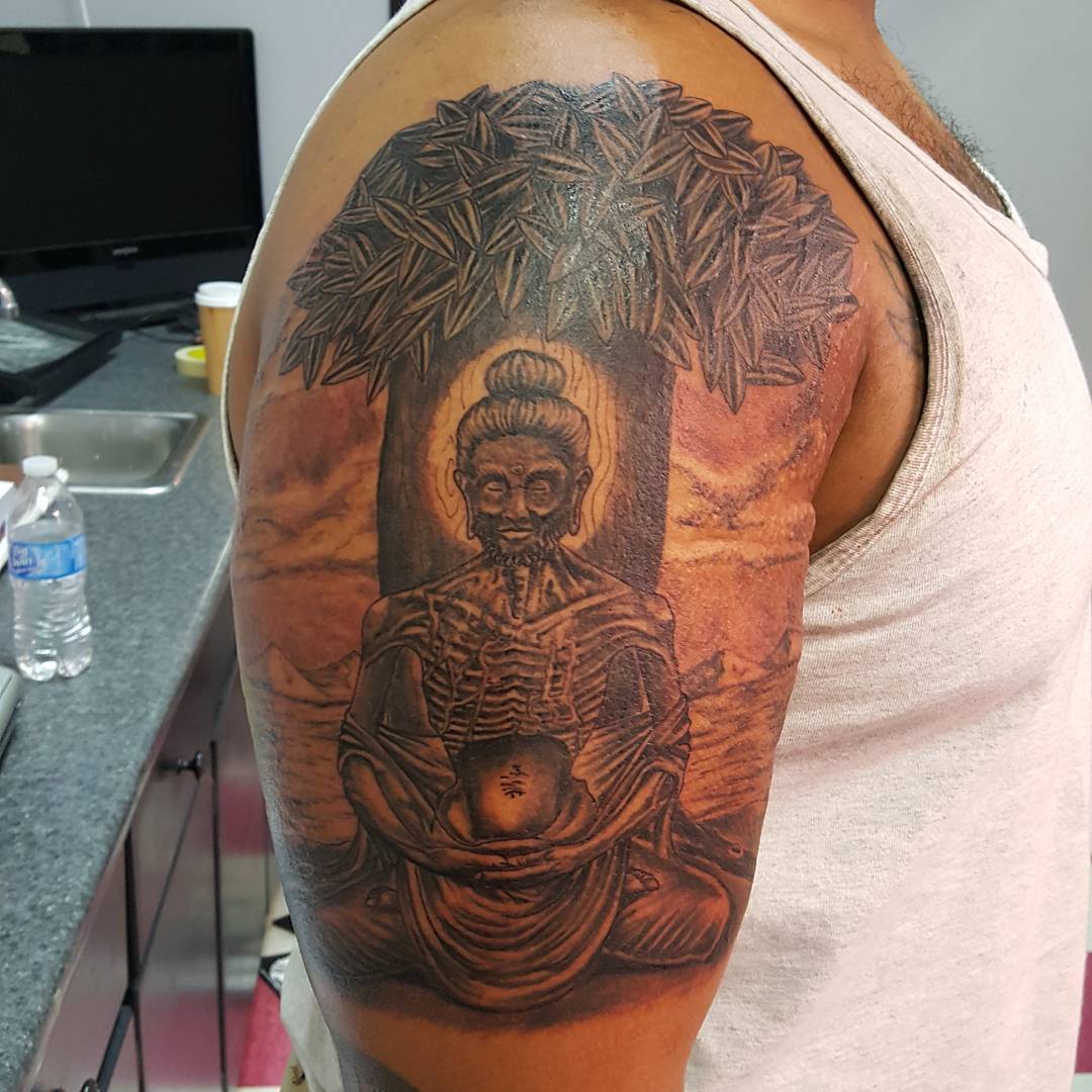 tree buddha tattoo design