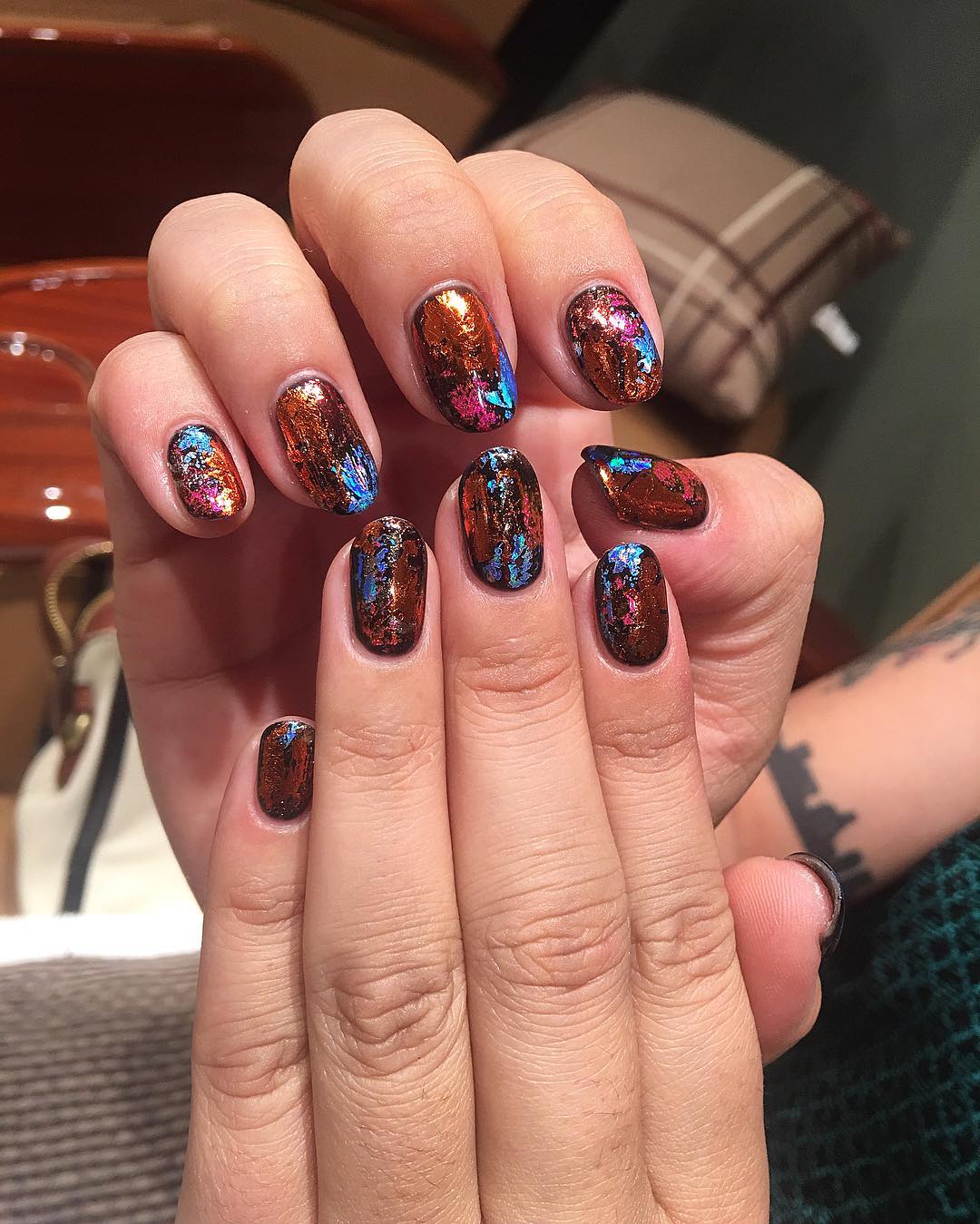 different colored trendy nail art idea 