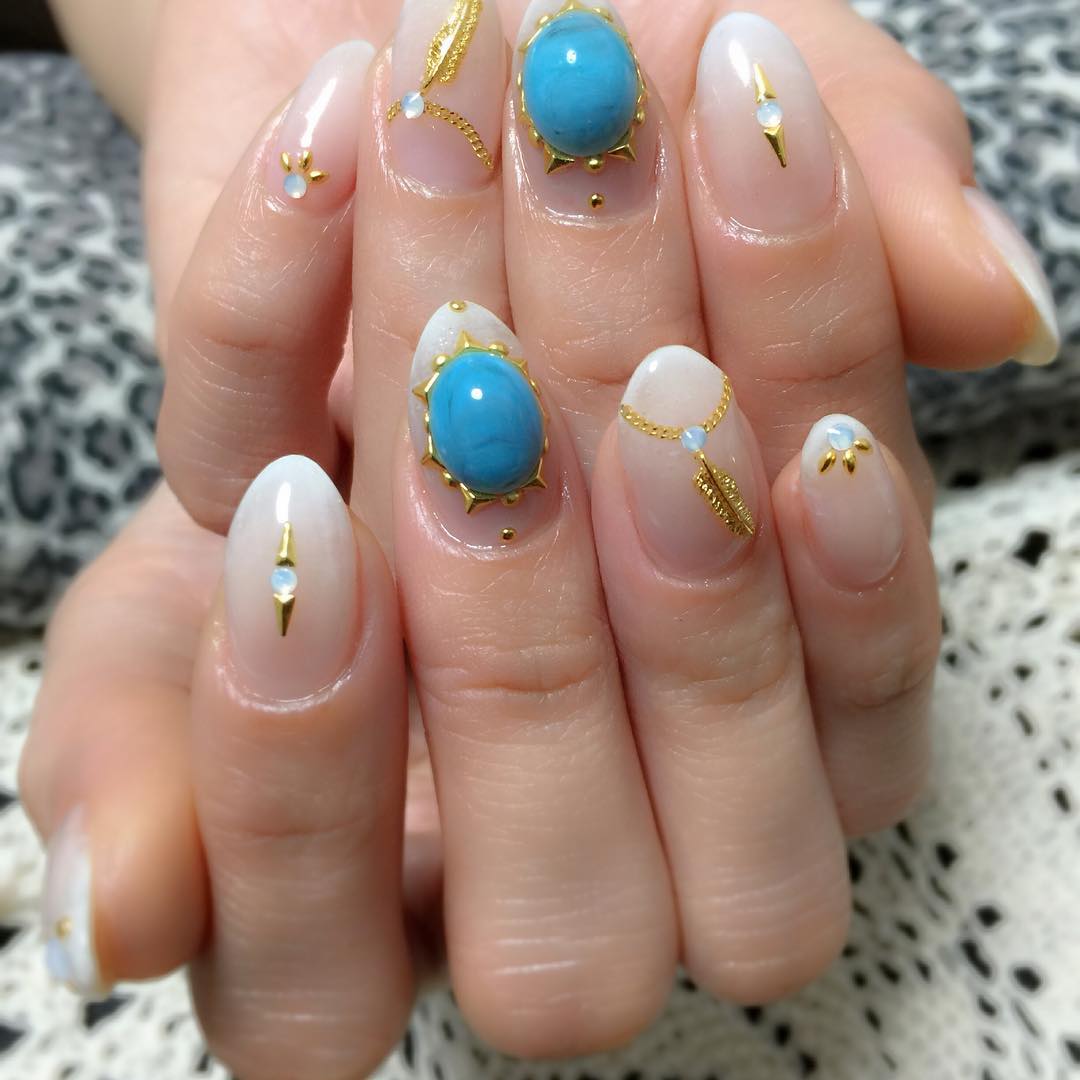 crystal decorated gel nail designs