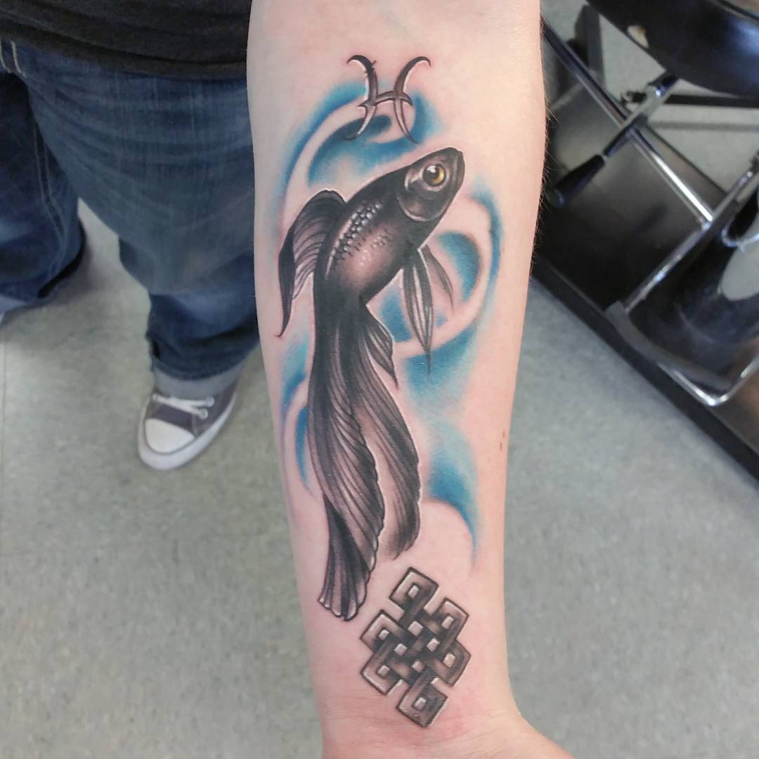 fish forearm tattoo design