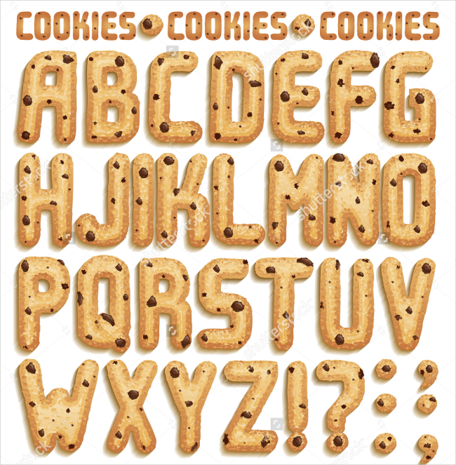 cookie font with chocolate chips