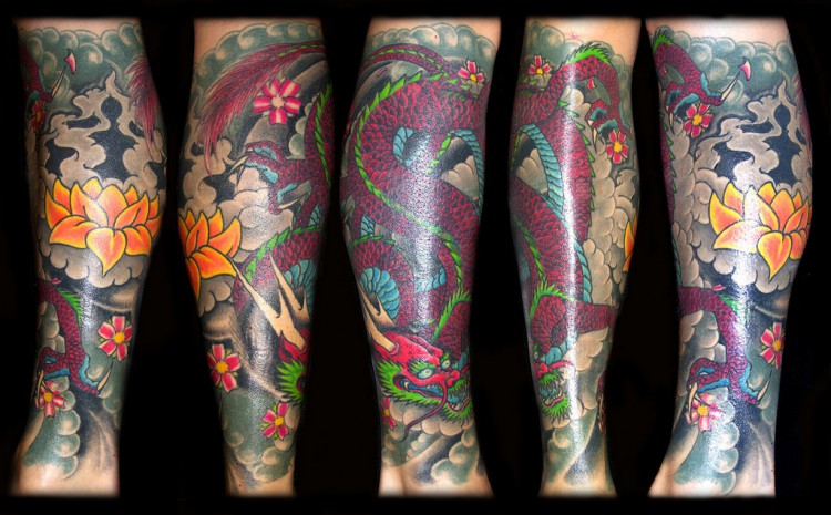 full dragon leg tattoo e1460358138926