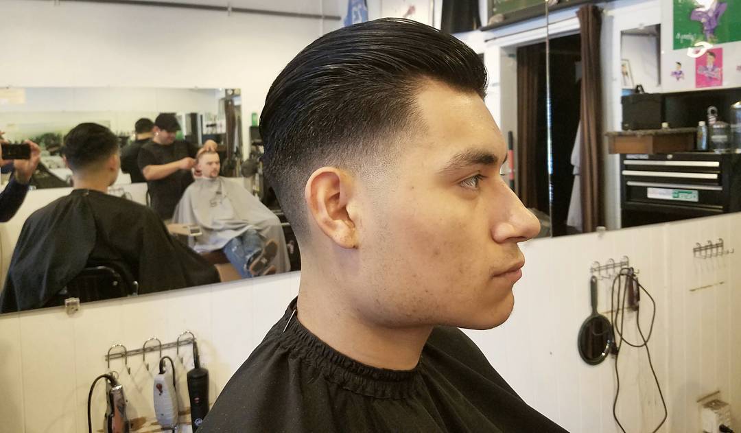 combover side fade hairstyle idea