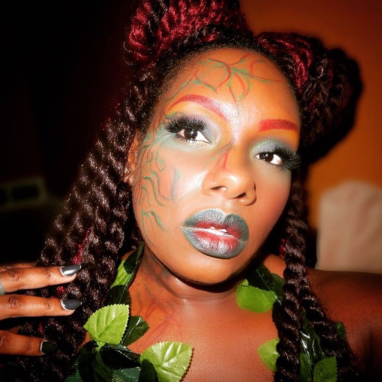 awesome poison ivy makeup for afro girl