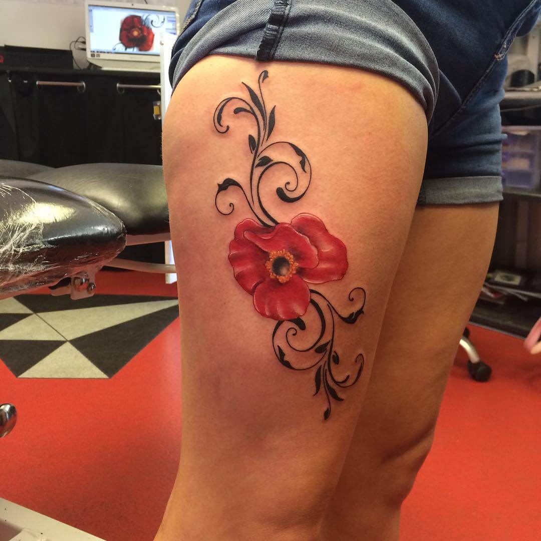 wonderful poppy tattoo 1