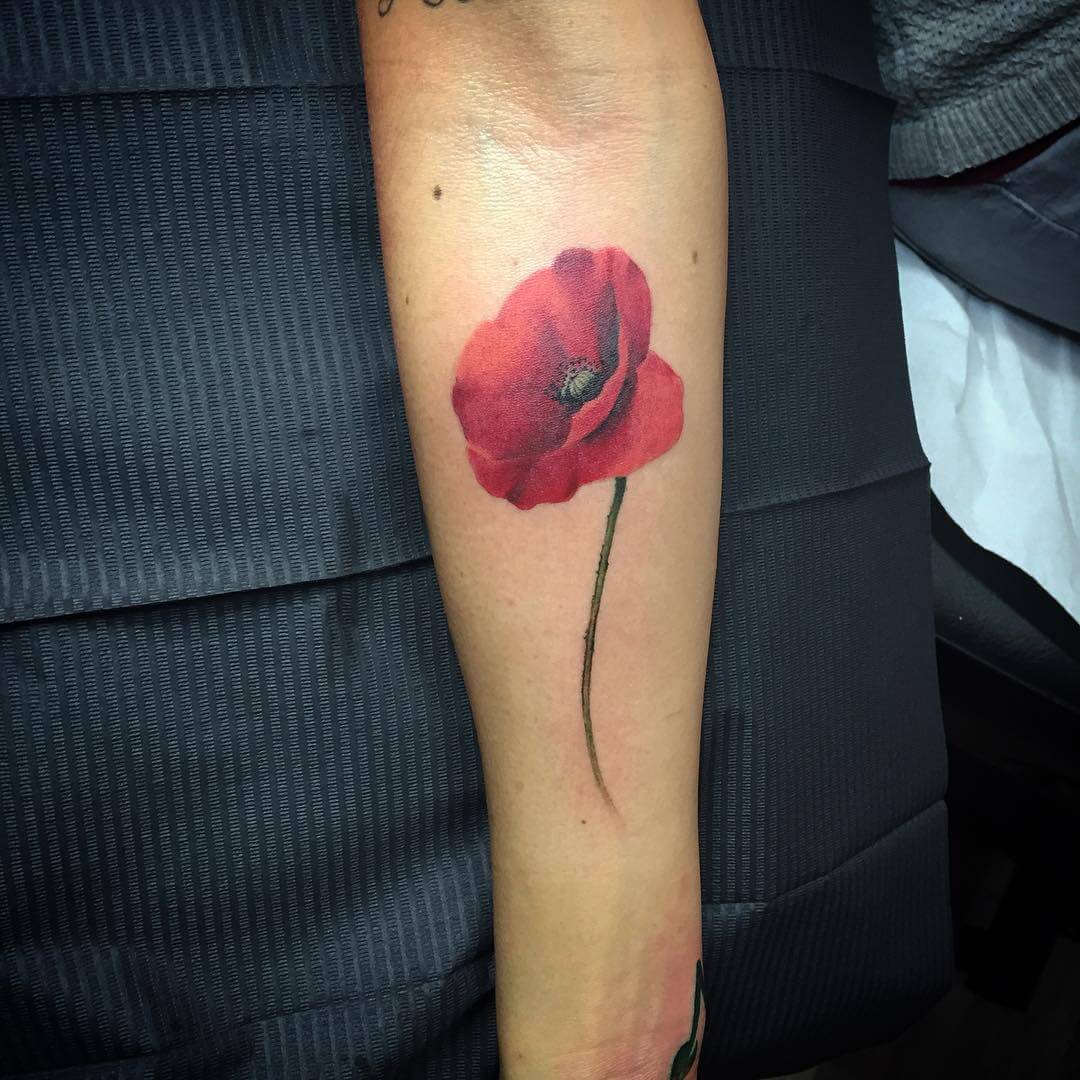new poppy flower tattoo 1